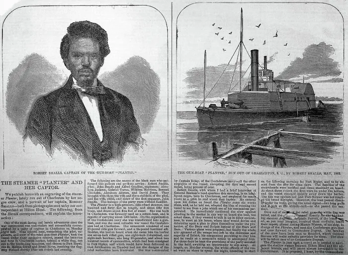 Framed Print : Robert Smalls & Gunboat / Engraving
