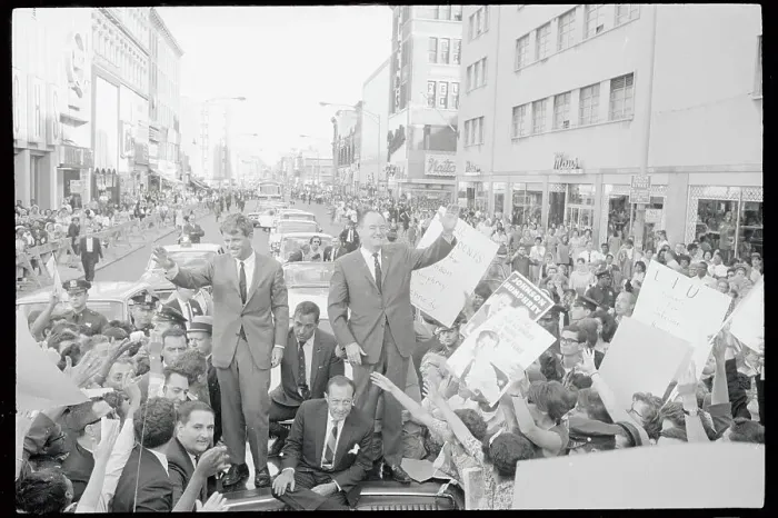 Framed Print : Robert Wagner in Motorcade with Robert Kennedy and Hubert Humphrey