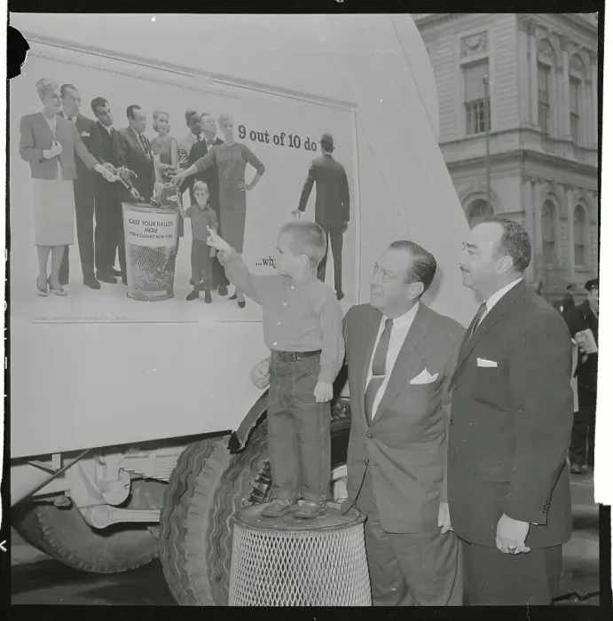 Framed Print : Robert Wagner Posing with City Cleaning Campaign Poster