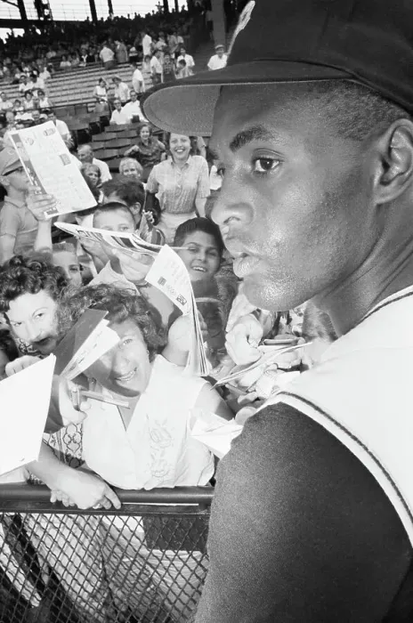 Framed Print : Roberto Clemente With Autograph Seekers Framed Print : Roberto Clemente With Autograph Seekers