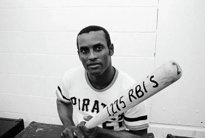 Framed Print : Roberto Clemente Holds Bat With RBI Statistic