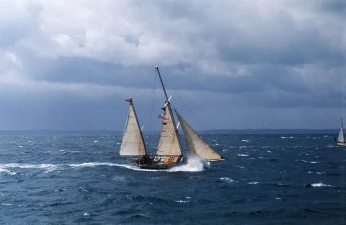 Framed Print : Robin Knox-Johnston Sailing Through Storm