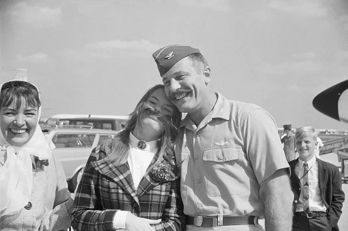 Framed Print : Robin Olds Posing with His Daughter Framed Print : Robin Olds Posing with His Daughter