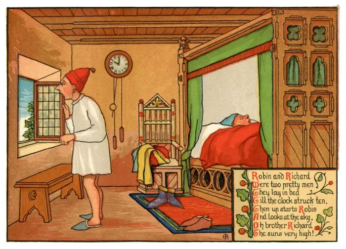 Framed Print : Robin and Richard were two pretty men - Victorian nursery rhyme illustration Framed Print : Robin and Richard were two pretty men - Victorian nursery rhyme illustration
