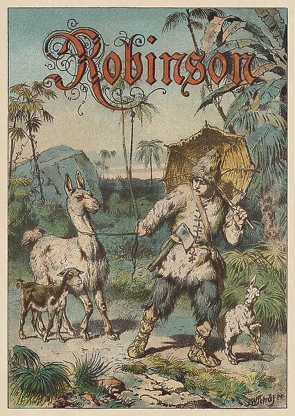 Robinson Crusoe, chromolithograph, published in 1893