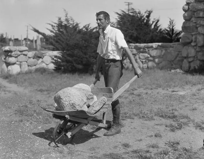 Framed Print : Robinson Jeffers Pushing A Wheelbarrow Framed Print : Robinson Jeffers Pushing A Wheelbarrow