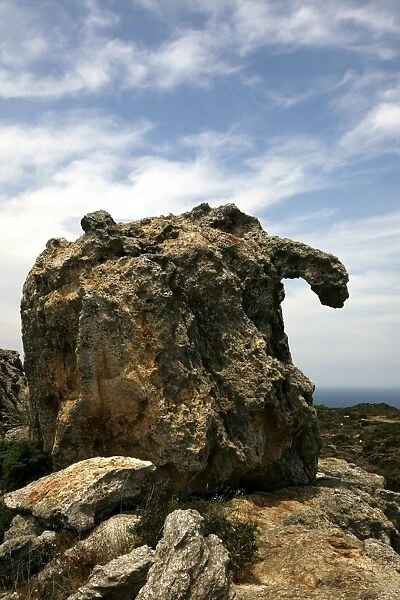 Rock formation at Cap de Creus, the last eminences of the Pyrenees, Catalonia, Spain, Europe