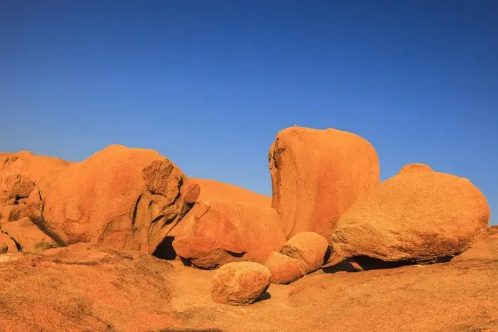 Framed Print : Rock formations in the evening light around the Spitzkoppe, Namibia