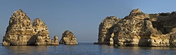 Rock formations in the sea at Lagos, Portugal, Europe