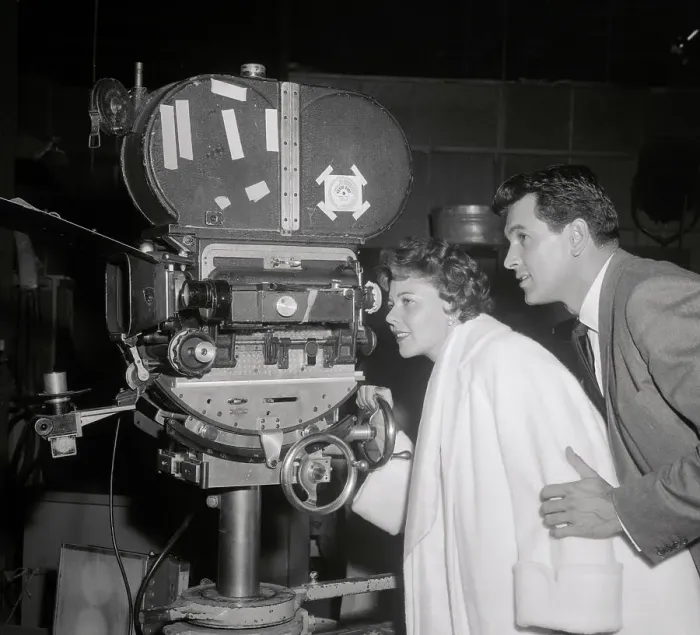 Framed Print : Rock Hudson and Phyllis Gates with Movie Camera Framed Print : Rock Hudson and Phyllis Gates with Movie Camera