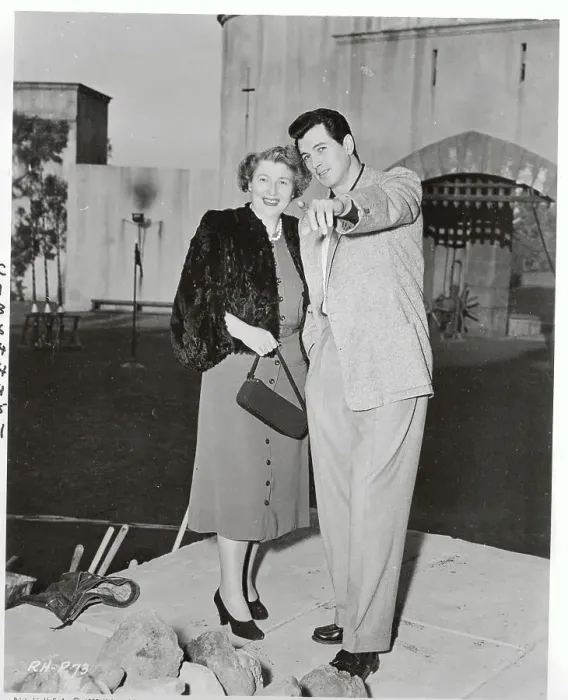 Framed Print : Rock Hudson Pointing out Set Scenery to His Mother Framed Print : Rock Hudson Pointing out Set Scenery to His Mother