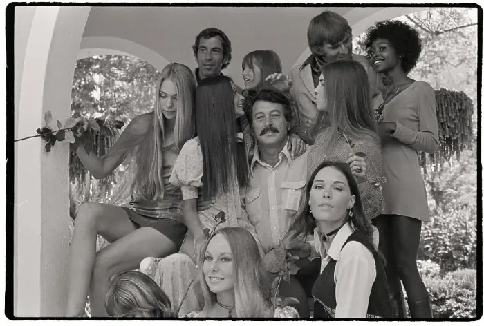 Framed Print : Rock Hudson Is Surrounded By Girls Framed Print : Rock Hudson Is Surrounded By Girls