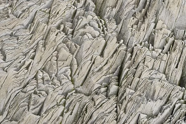 Rock layers, Halsanefshellir Cave with basalt formations, Reynisfjara beach, near Vik i Myrdal, South Coast, Iceland