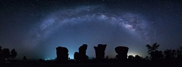Rock pillars with the Milky Way