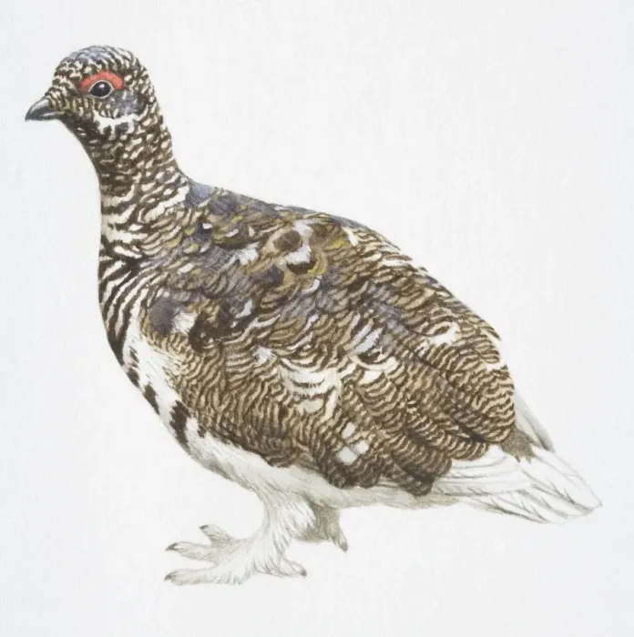 Framed Print : Rock Ptarmigan, Lagopus mutus, highly patterned bird with feathered feet Framed Print : Rock Ptarmigan, Lagopus mutus, highly patterned bird with feathered feet