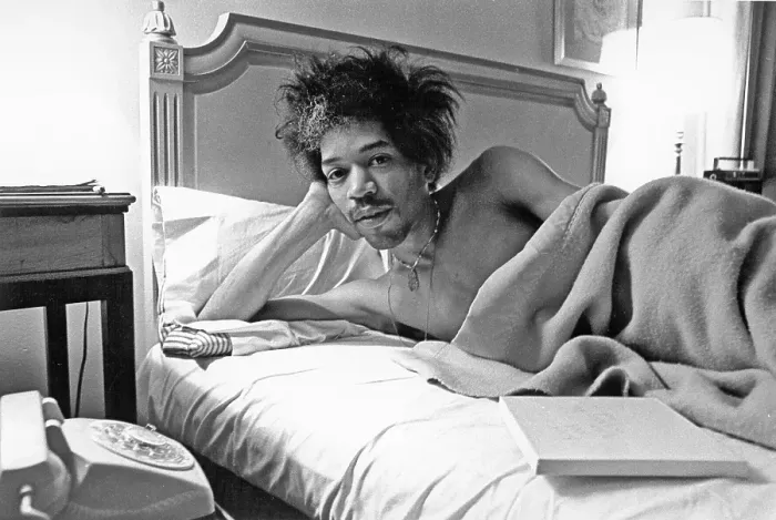 Framed Print : Rock and Roll Star Jimi Hendrix In Bed