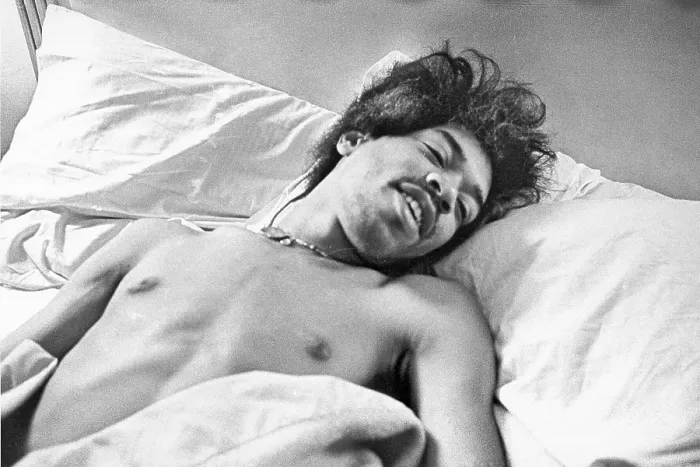 Framed Print : Rock and Roll Star Jimi Hendrix In Bed Framed Print : Rock and Roll Star Jimi Hendrix In Bed