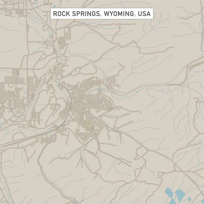 Framed Print : Rock Springs Wyoming US City Street Map Framed Print : Rock Springs Wyoming US City Street Map