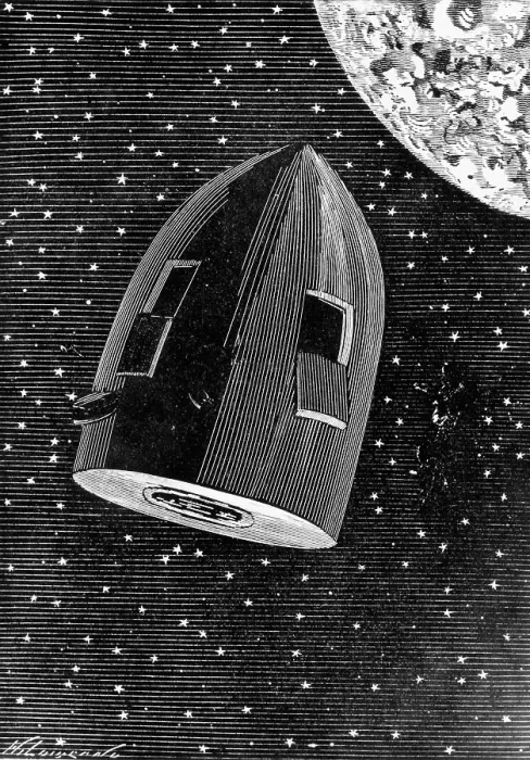 Framed Print : Rocket Capsule Illustration from the 1872 Edition of From the Earth to the Moon by Jules Verne Framed Print : Rocket Capsule Illustration from the 1872 Edition of From the Earth to the Moon by Jules Verne