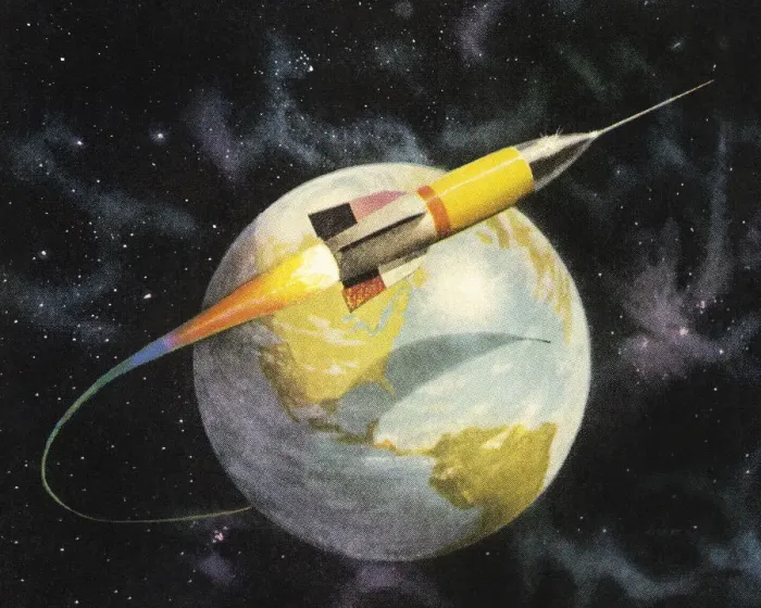 Framed Print : Rocket Orbiting the Earth