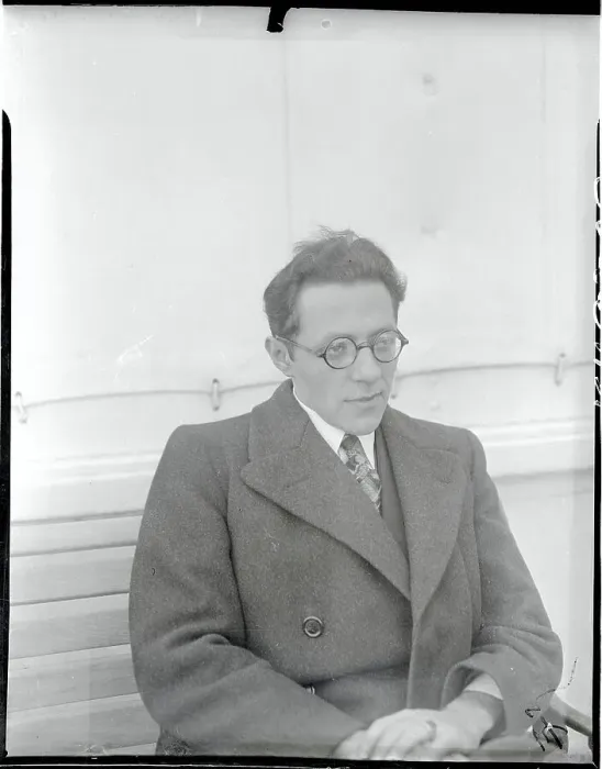 Framed Print : Rocket Scientist Willy Ley Sitting on Bench