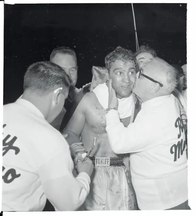 Framed Print : Rockey Marciano Being Congratulated for Win Framed Print : Rockey Marciano Being Congratulated for Win