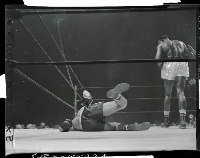 Framed Print : Rocky Castellani Falling onto Ring Canvas Framed Print : Rocky Castellani Falling onto Ring Canvas