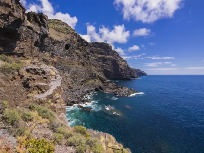 Framed Print : Rocky coastline on the Camino del Poris, Pirates Cove, Tijarafe, La Palma, Canary Islands, Spain