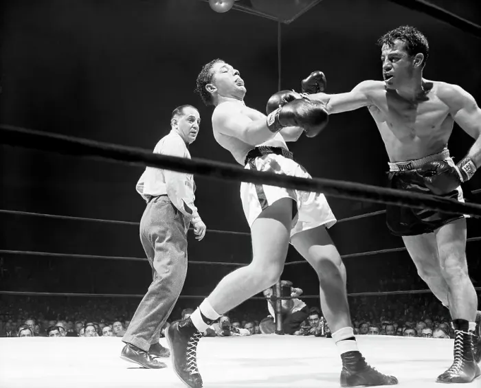 Framed Print : Rocky Graziano Delivering a Right Framed Print : Rocky Graziano Delivering a Right
