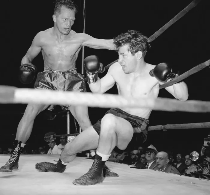 Framed Print : Rocky Graziano Falling to Tony Zale Framed Print : Rocky Graziano Falling to Tony Zale
