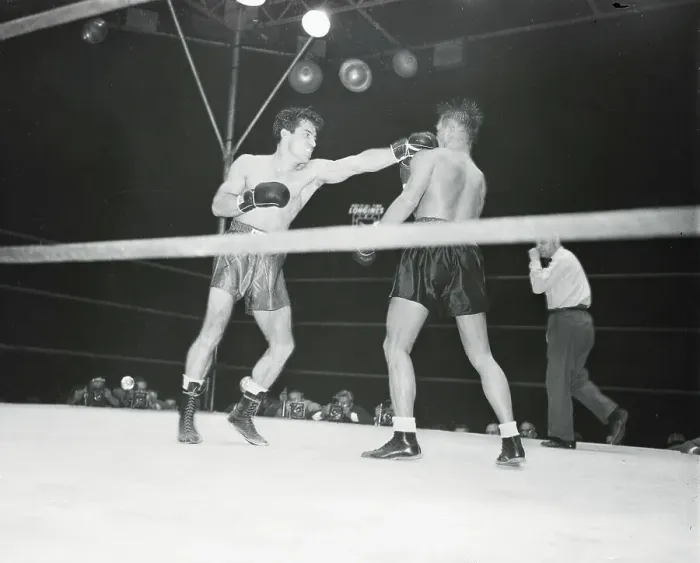 Framed Print : Rocky Graziano and Tony Zale in Boxing Action Framed Print : Rocky Graziano and Tony Zale in Boxing Action