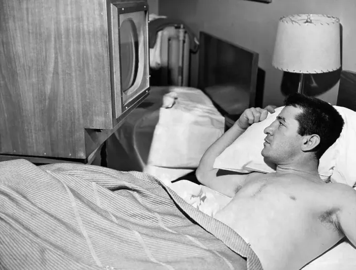 Framed Print : Rocky Graziano Watching TV Framed Print : Rocky Graziano Watching TV