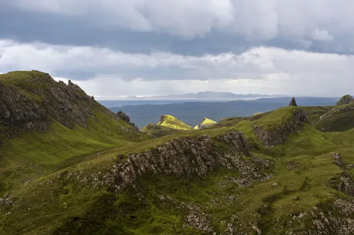 Framed Print : Rocky landscape of Quiraing, Trotternish Ridge, Isle of Skye, Inner Hebrides, Scotland, United Kingdom Framed Print : Rocky landscape of Quiraing, Trotternish Ridge, Isle of Skye, Inner Hebrides, Scotland, United Kingdom