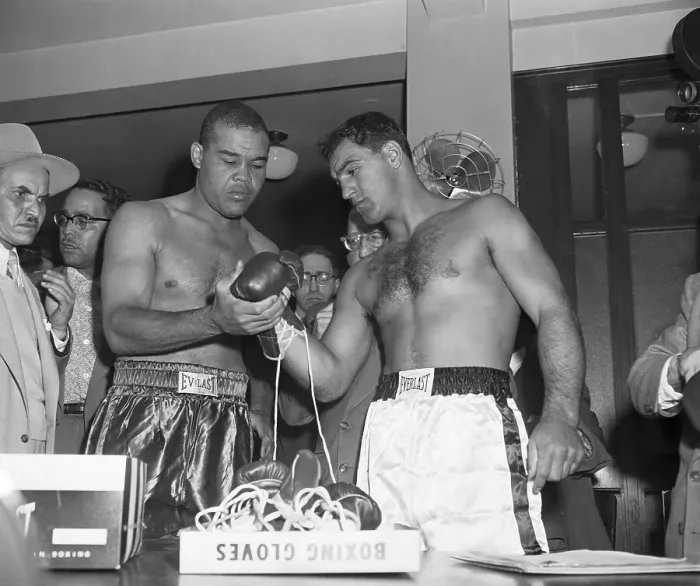 Framed Print : Rocky Marciano Feeling Glove Framed Print : Rocky Marciano Feeling Glove