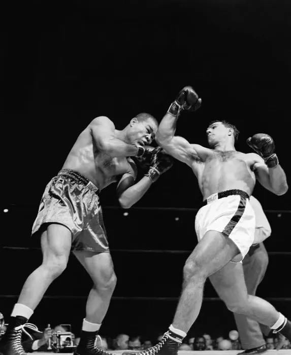 Framed Print : Rocky Marciano Punching Joe Louis Framed Print : Rocky Marciano Punching Joe Louis