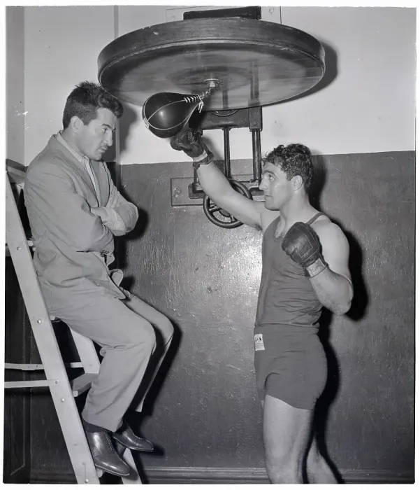Framed Print : Rocky Marciano Watching Rocky Graziano Work Out Framed Print : Rocky Marciano Watching Rocky Graziano Work Out