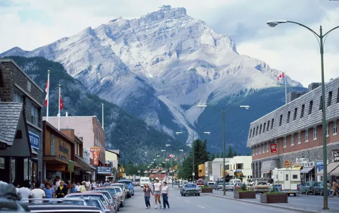 Framed Print : Rocky Mountains over Town of Banff