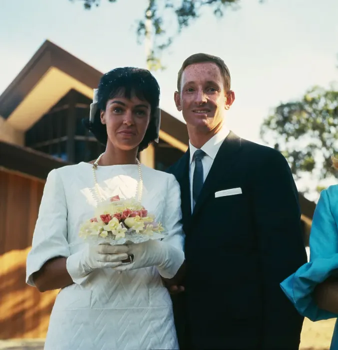 Framed Print : Rod Laver and Mary Benson After Wedding Ceremony