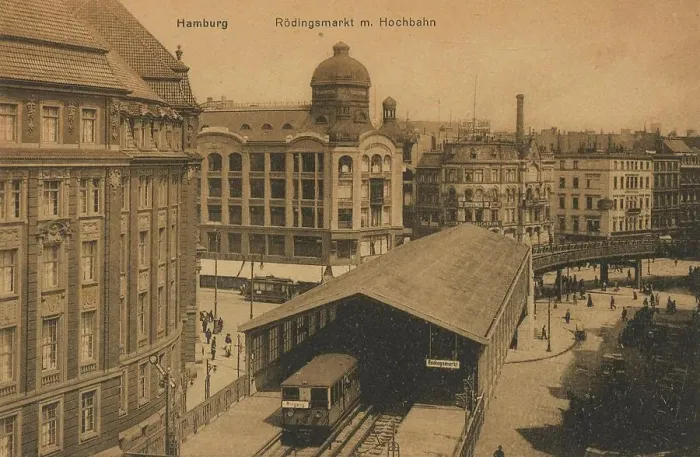 Framed Print : Roedingsmarkt with elevated railway, Hamburg, Germany, postcard with text, view around ca 1910, historical, digital reproduction of a historical postcard, public domain, from that time, exact date unknown Framed Print : Roedingsmarkt with elevated railway, Hamburg, Germany, postcard with text, view around ca 1910, historical, digital reproduction of a historical postcard, public domain, from that time, exact date unknown