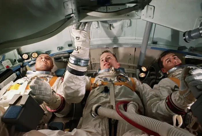 Framed Print : Roger Chaffee with Edward White and Virgil Grissom in Space Capsule Framed Print : Roger Chaffee with Edward White and Virgil Grissom in Space Capsule