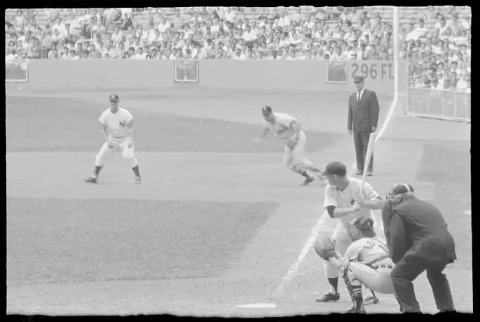 Framed Print : Roger Maris on Base and Mickey Mantle Batting Framed Print : Roger Maris on Base and Mickey Mantle Batting