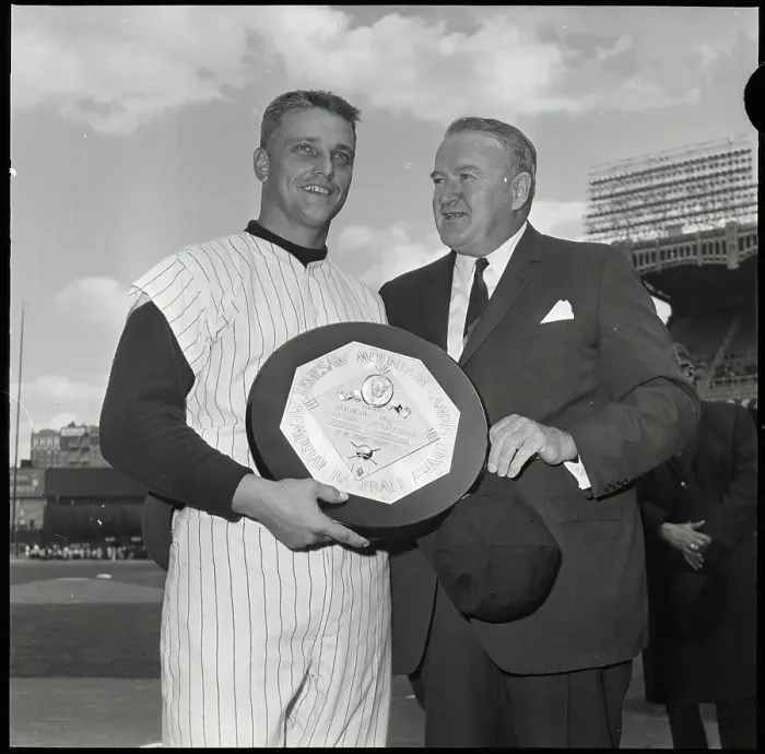 Framed Print : Roger Maris Holding Plaque W / Joe Cronin Framed Print : Roger Maris Holding Plaque W / Joe Cronin