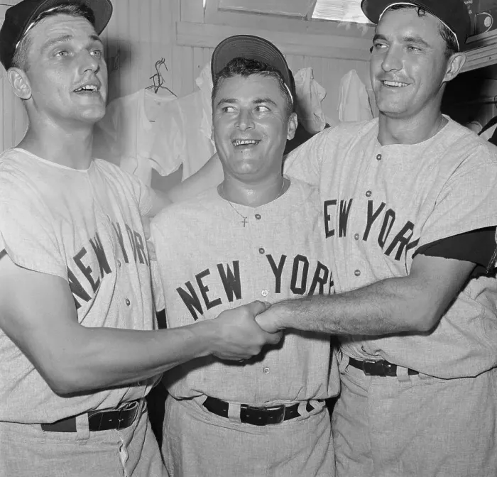 Framed Print : Roger Maris with Luis Arroyo and John Blanchard Framed Print : Roger Maris with Luis Arroyo and John Blanchard