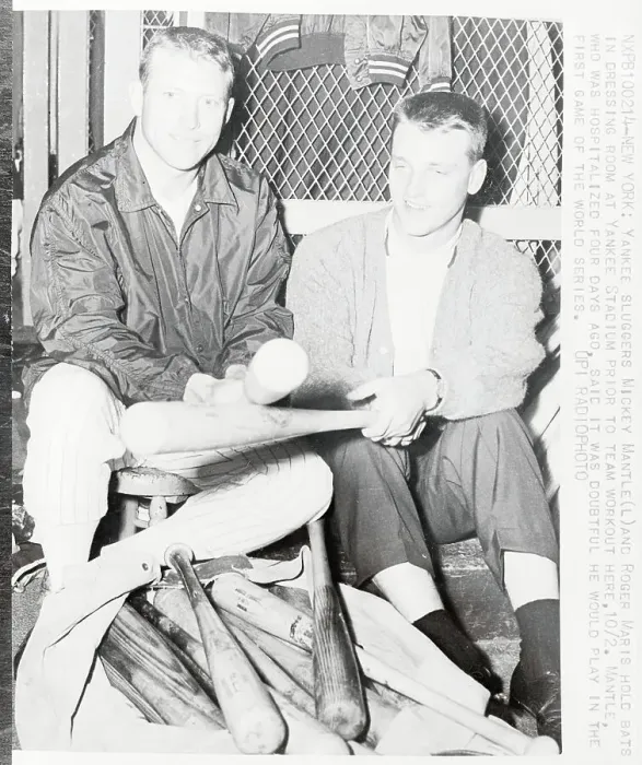 Framed Print : Roger Maris and Mickey Mantle Holding Bats Framed Print : Roger Maris and Mickey Mantle Holding Bats