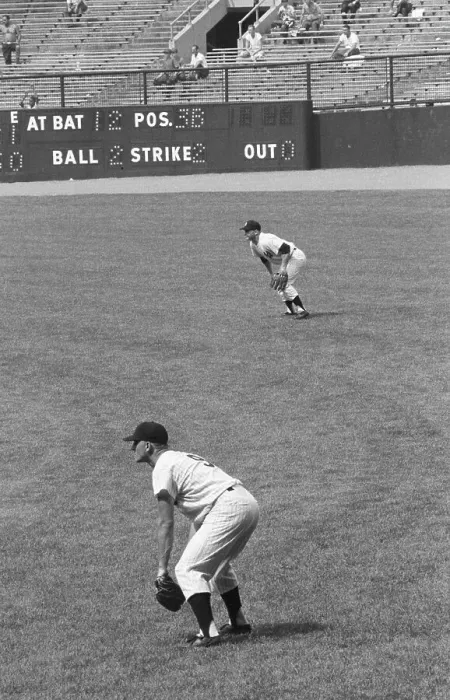 Framed Print : Roger Maris and Mickey Mantle Ready in Field