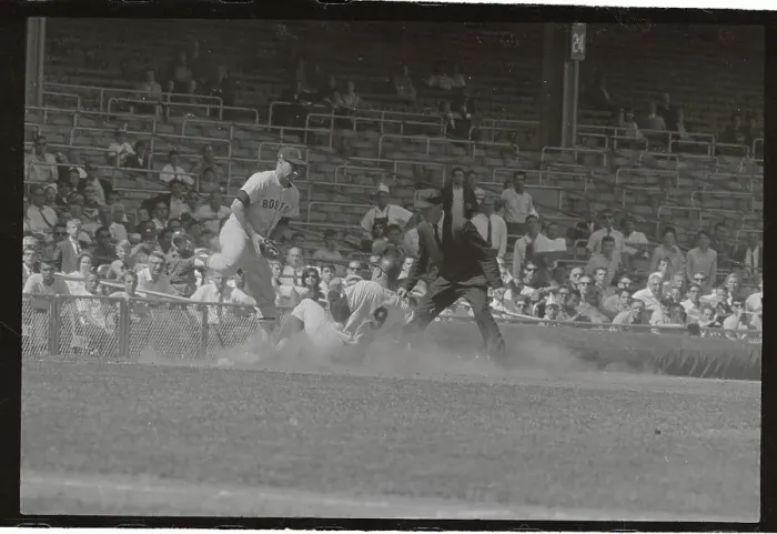 Framed Print : Roger Maris Sliding into Third Plate Framed Print : Roger Maris Sliding into Third Plate