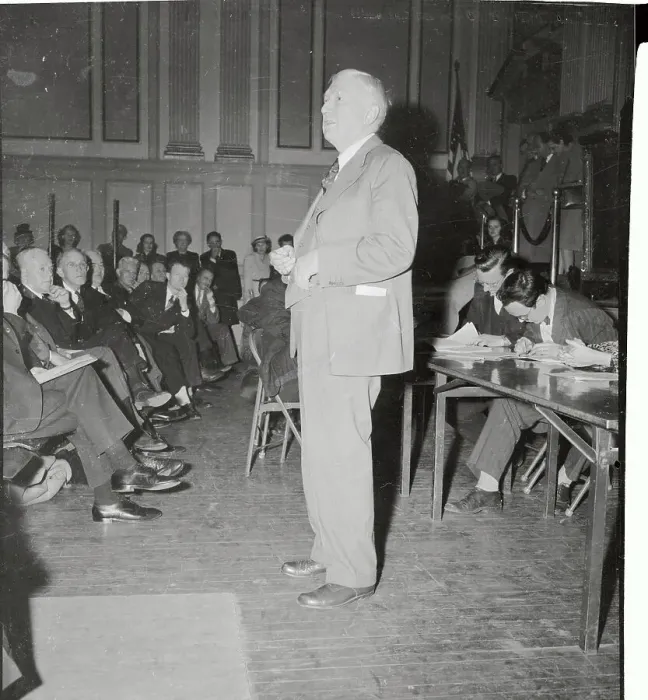 Framed Print : Roger S. Baldwin Speaking at Town Meeting Framed Print : Roger S. Baldwin Speaking at Town Meeting