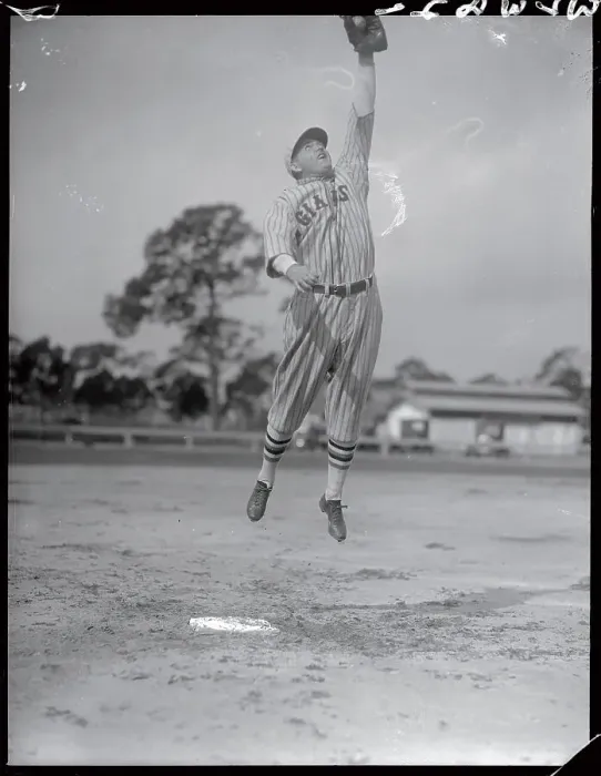 Framed Print : Rogers Hornsby Catching Ball in NY Giants Uniform