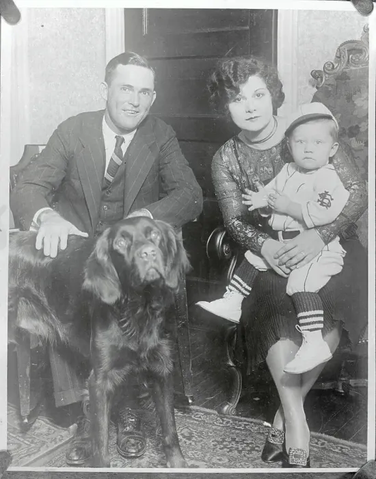 Framed Print : Rogers Hornsby and Family with Their Dog Framed Print : Rogers Hornsby and Family with Their Dog