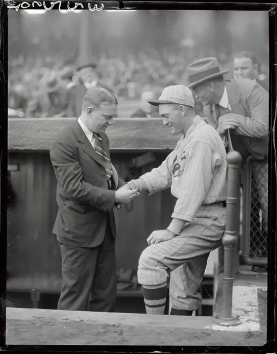 Framed Print : Rogers Hornsby Receiving Watch Framed Print : Rogers Hornsby Receiving Watch